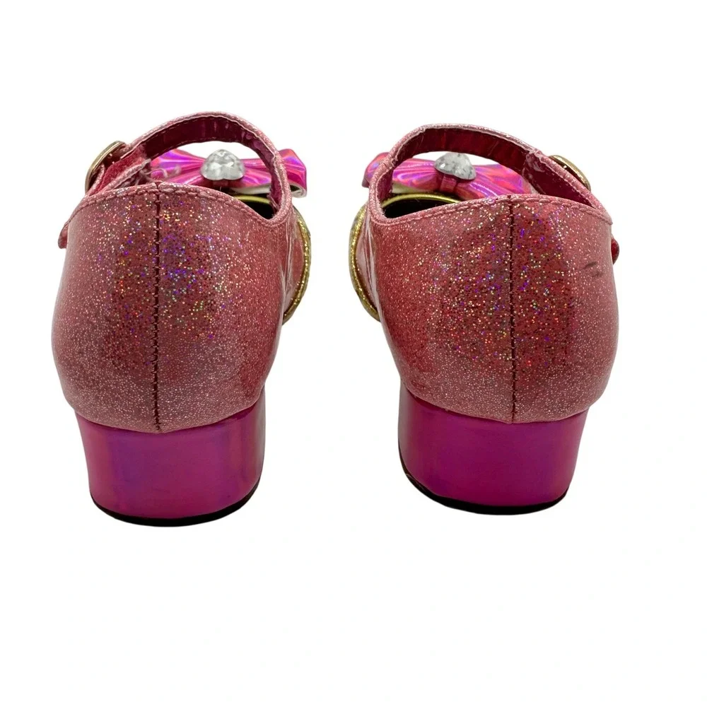 Disney Princess Pink Glitter Mary Jane Dress Up Heels Shoes Girls Gold Size 11